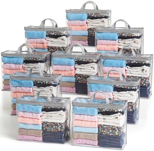 10 Pack Clear Storage Bags for Clothes, 22L Blanket Storage Bags, Under Bed by Hopack
