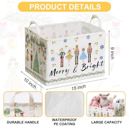 Christmas Storage Basket with Handles, Nursery Organization, Waterproof Toy Box - Image 2