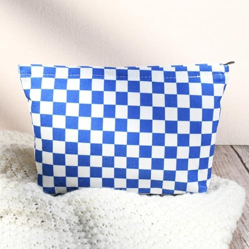 SOIDRAM 2 Pcs Checkered Makeup Bag Large Cosmetic Bag Toiletry Bag Makeup Pouch - Image 5