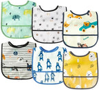6Pcs Waterproof Toddler Bibs, Baby Feeding Bib by 2ooya