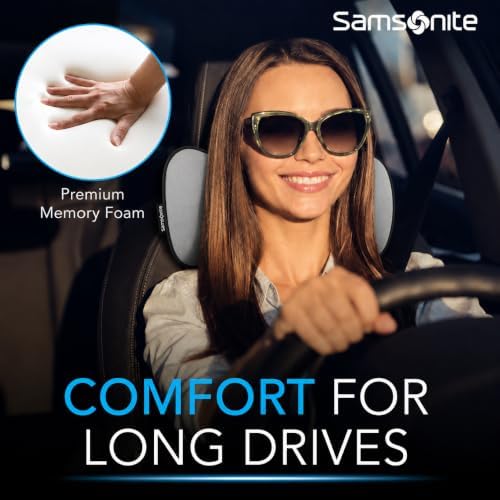 SAMSONITE Car Neck Pillow – Memory Foam Car Seat Headrest Cushion, Ergonomic - Image 2