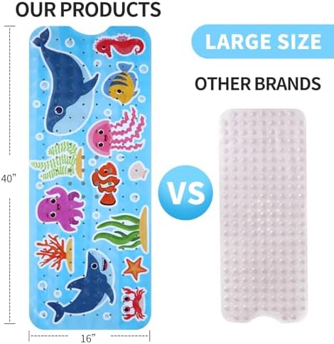 Baby Bath Mat for Tub Non Slip Kids Bathtub Mat Extra Long 40X16 Inch Toddler - Image 3