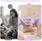 Stuffed Animals Hammock with LED Light Toy Net Room Decor Corner Storage - Image 6