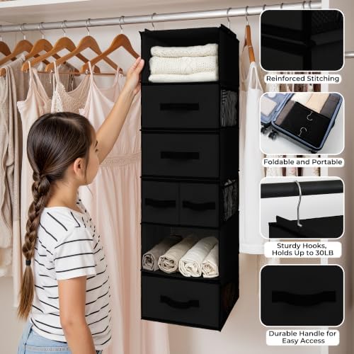 GRANNY SAYS Hanging Closet Organizer, 5 Drawers, 6 Shelves, 6 Pockets - Image 4
