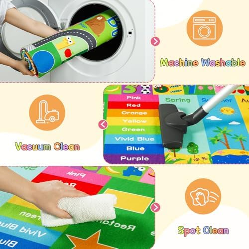 HOMORE Kids Educational Rug, 7x10 Green Kids Area Rug - Image 7