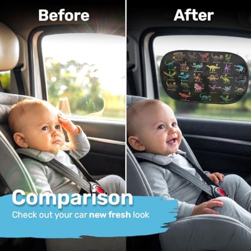 GENANY Dinosaur Car Side Window Sun Shades 2 Piece 21 x 14 Inch - Image 3