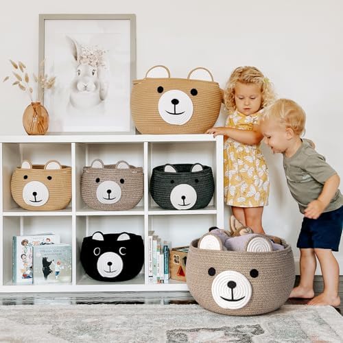 CherryNow Large Baby Basket for Gifts Empty, Cute Bear Design, Light Brown - Image 2