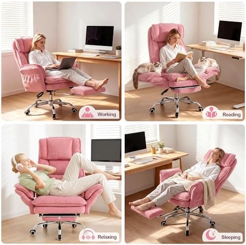 Office Chair with Flip Armrests & Foot Rest, Criss Cross Legged Home Office - Image 5