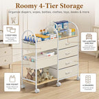 Baby Organizer and Storage Cart, 4-Tier Rolling Utility Cart - Image 4