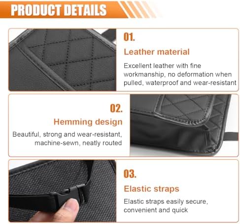 LAINLOY Classic Car Backseat Organizer, 8L Capacity, Hanging Mount, PU Leather - Image 3