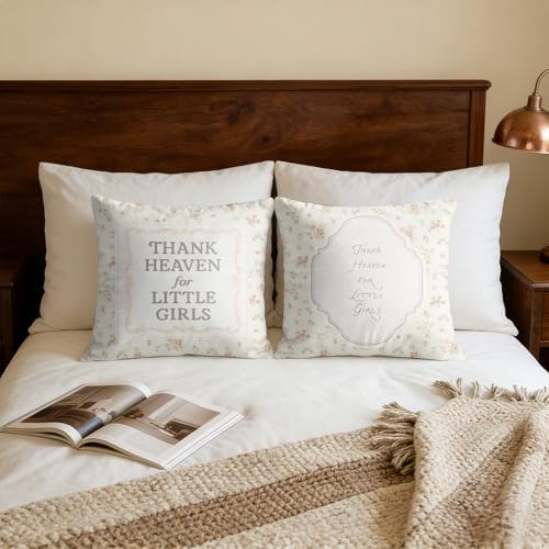 Vintage Floral Throw Pillow Covers 18x18 Inches Set of 2, “Thank Heaven - Image 5