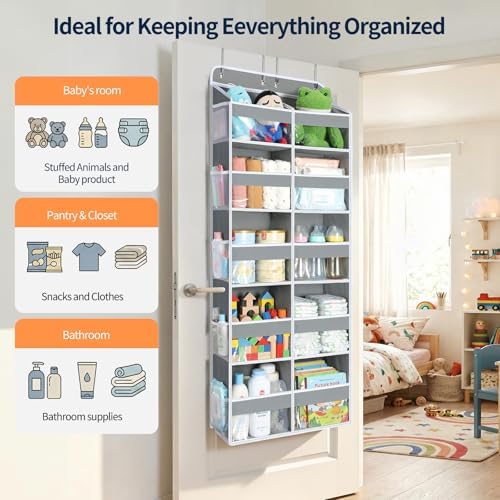 Yecaye Over The Door Organizer, 5 Tier Extra Large Behind Door Storage of 10 - Image 6