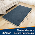 Chenille Bathroom Rug 36"x60" Blue, Large Plush Bath Mat - Image 2
