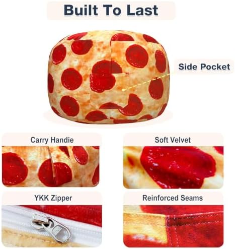 Lukeight Pizza Stuffed Animal Storage Bean Bag Chair Cover - Image 6