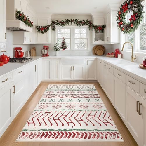 Nakagishi 3x5 Christmas Area Rug: Washable Boho Neutral Modern Soft Stain - Image 3