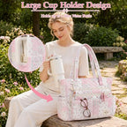 WOBAGMEN Teacher Tote Bag for Women, Quilted Floral Laptop Work Tote - Image 7