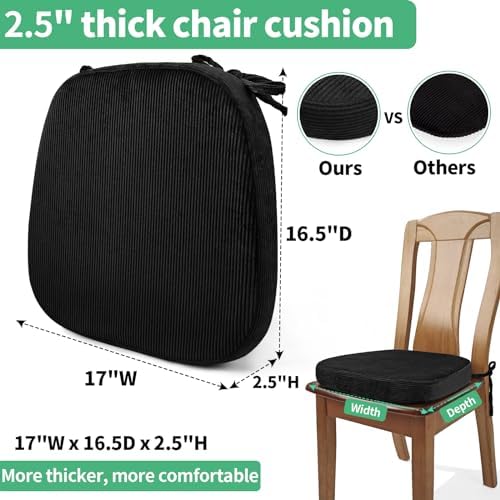 2.5" Thick Chair Cushions for Dining Chair, Corduroy Foam Kitchen Chair Pads - Image 2