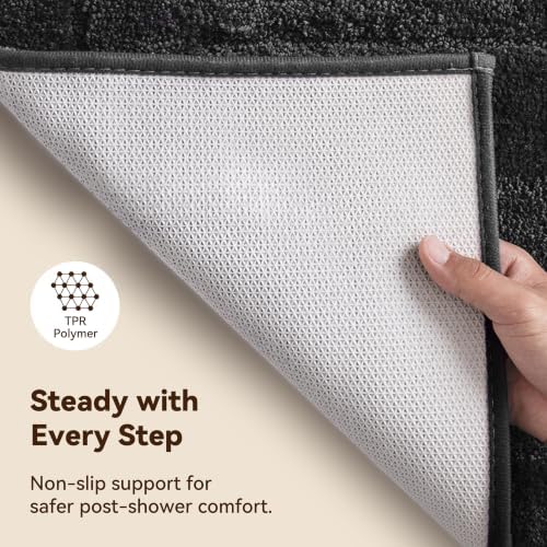 GRANNY SAYS Charcoal Gray Bathroom Runner Rug 24" x 48", Soft Bath Mat - Image 4