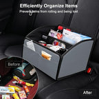Car Storage Organizer, Leather Front & Back Seat Caddy Gray - Image 5