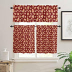 Christmas Valance Kitchen Curtains Set, Winter Holiday Decor Short Window - Image 3