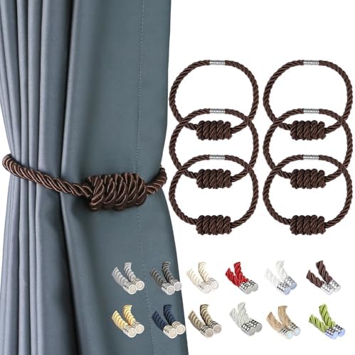BEL AVENIR Magnetic Curtain Tiebacks 6 Pack Hand-Woven Curtain Ties by BELAVENIR