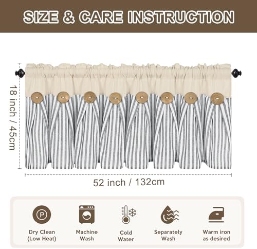 ASPMIZ Farmhouse Cotton Linen Valances - Image 4