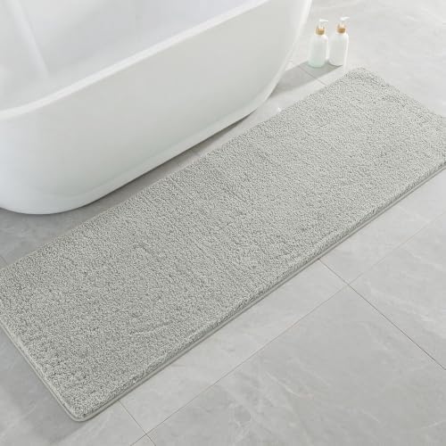 Polyester Bathroom Runner Rug 24"x72" Gray, Soft Shaggy Bath Mat by Kildoss