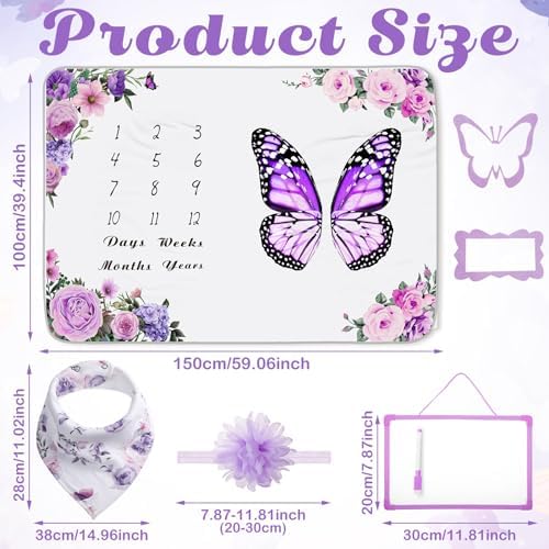 Chumia 6 Pcs Baby Monthly Milestone Blanket, Girl 60"x40" - Image 2