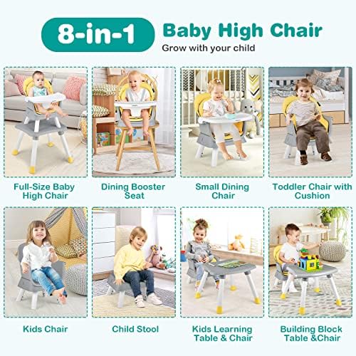 BABY JOY Baby High Chair, 8 in 1 Convertible Highchair - Image 2