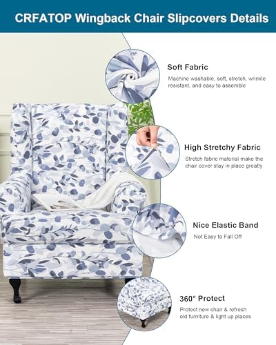 CRFATOP Wingback Chair Covers Wing Armchair Slipcovers - Image 2