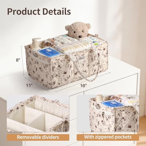 Cute Cartoon Animal Prints Baby Diaper Caddy Organizer, Diaper Bag Storage - Image 4