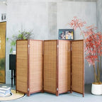 Furnnylane 5 Panel Short Room Divider Screen, Small Bamboo Panel Divider - Image 5
