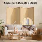 JOSTYLE Room Divider 4 Panel Folding Privacy Screen, Woven Bamboo - Image 6