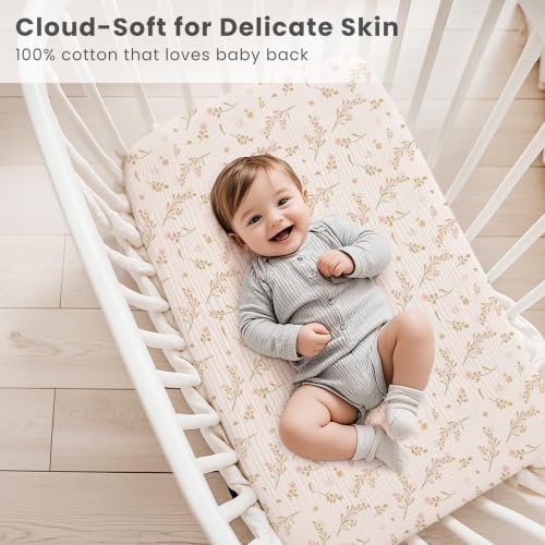 Konssy 2 Pack Muslin Bassinet Sheets - Image 4