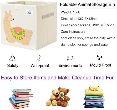 13 Inch Animal Cube Storage Bins, Foldable Fabric Kids Toy Box & Toy Chest - Image 3