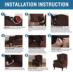 H.VERSAILTEX Wingback Chair Covers Velvet Plush Wing Chair Slipcover 1 Piece - Image 6