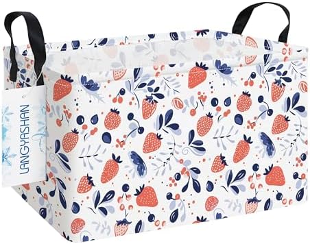 Rectangular Collapsible Strawberry Storage Basket Nursery Toy Organizer by LANGYASHAN