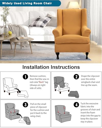 CRFATOP Wingback Chair Covers Wing Armchair Slipcovers - Image 5