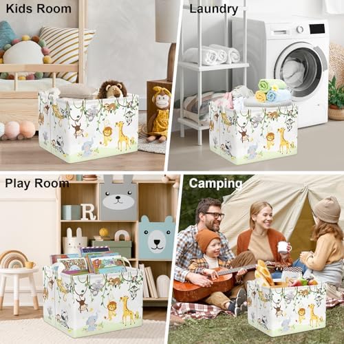 Clastyle Kid Storage Basket Woodland Vine Animal Foldable Laundry Hamper - Image 7