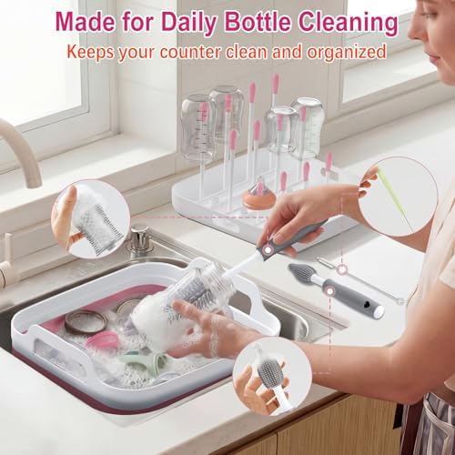 Yecuip Collapsible Baby Bottle Wash Basin w/Drying Rack & Drain Plug - Image 2