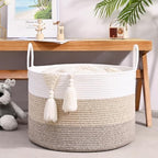 67L Large Woven Blanket Basket, Cotton Rope Baby Laundry Hamper - Image 5