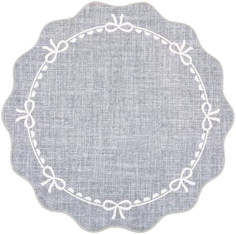 GarveeHome 5ft Round Rugs Washable Scalloped Bow Rug - Image 4