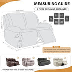 vctops 6 Pieces Geometric Jacquard Plush Recliner Loveseat Slipcovers Soft - Image 2