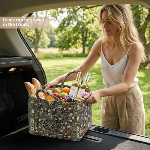 Floral Fabric Storage Basket Car Interior Storage Basket Underwear Sundries - Image 2