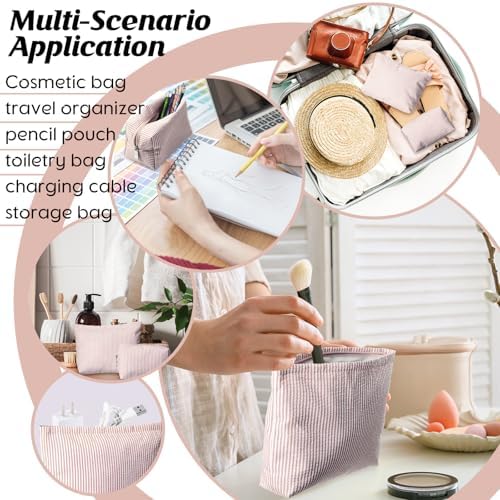 Huhumy 2 Pcs Makeup Bag Set for Women, Thin Stripe - Image 5