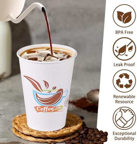 Lamosi 180 Pack 12 oz Coffee Cups, Disposable Paper Cups No Lids - Image 3
