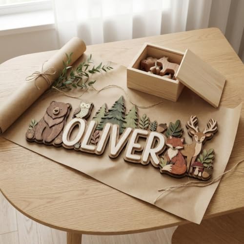 Personalized Woodland Name Sign, Custom Forest Animal Nursery Wall Decor - Image 2