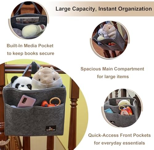 Stair Handrail Caddy Bag for Staircase, Balustrade & Crib Rail, Felt Removable - Image 2
