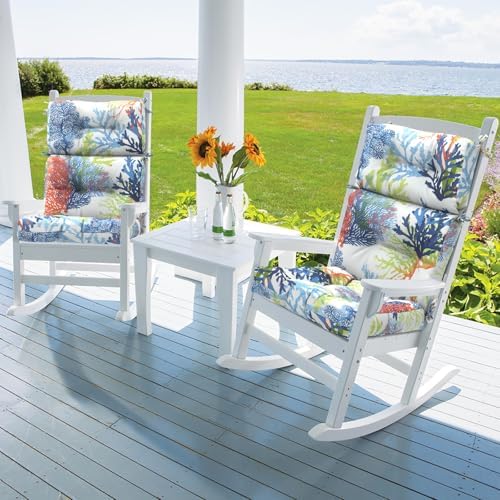 DYTXIII Outdoor High Back Chair Cushions Set of 2, Water Repellent Tufted - Image 2