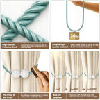 Hion Magnetic Curtain Tiebacks Blue 6pcs, Curtain Holdbacks Hooks Holders - Image 4